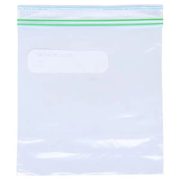 50 Pack Medium Reusable Hercules Twin Zip Storage Bags - 22cm x 25cm