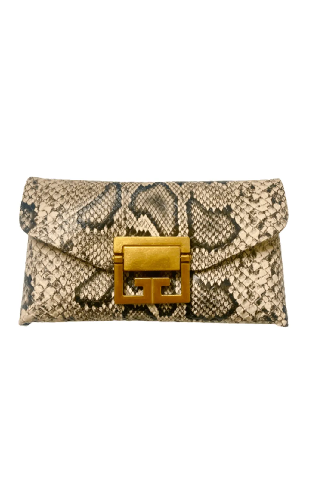 Beige Serpentine Belt Bag With Chain