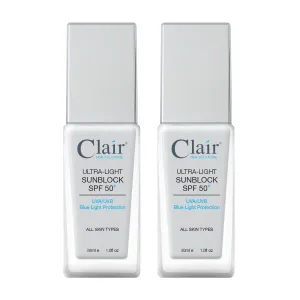 Clair® Skin Solutions Ultra-Light Sunblock Spf 50  30ml X2