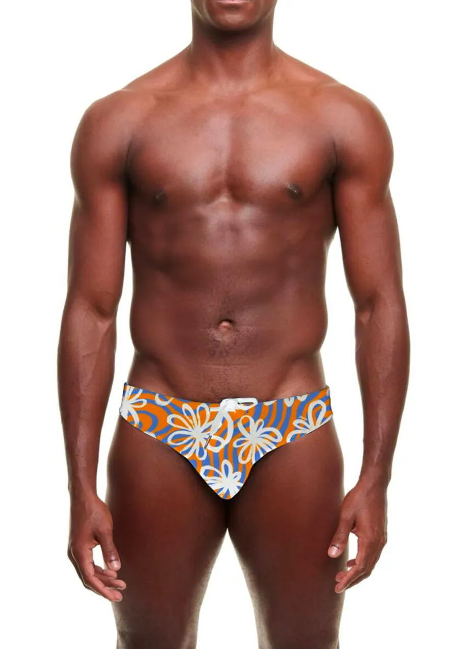 Daisy Wave Slim Swim Brief (Orange & Blue)