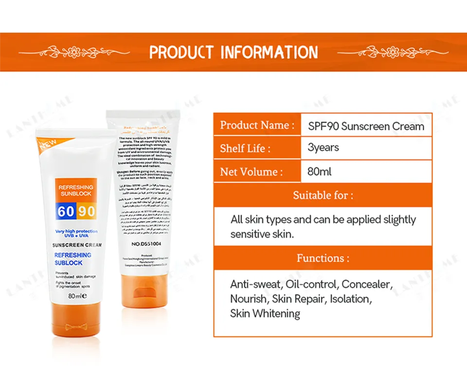 Disaar Sunscreen Cream Spf 60/90 Moisturizing Skin Protect Sunblock , Remove Pigmention Spots 80g Ds51004