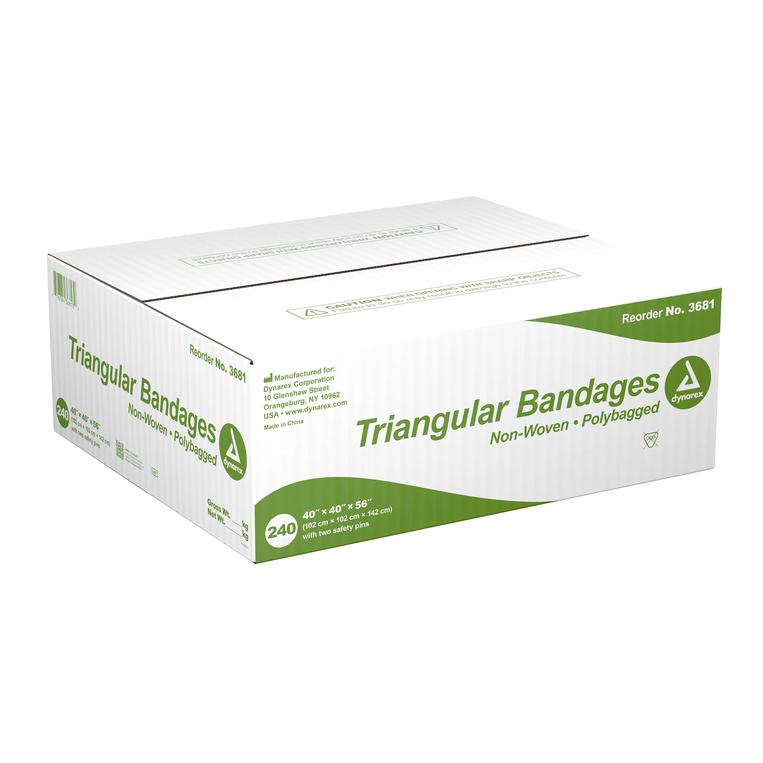 Dynarex - Triangular Bandage, Non-Woven 40" x 40" x 56", 240/case