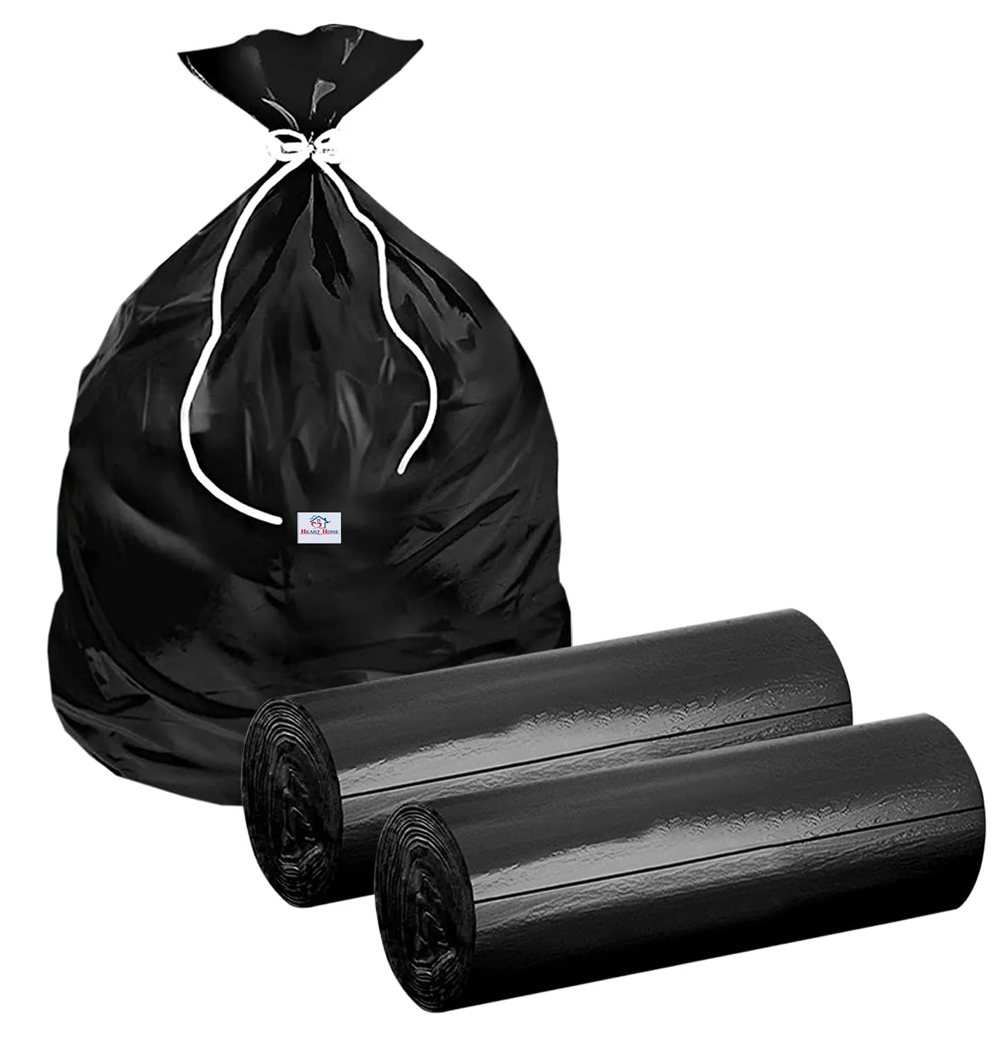 Heart Home Large 30 Biodegradable Garbage Bags, Dustbin Bags, Trash Bags For Kitchen, Office, Warehouse, Pantry or Washroom, 24x30 Inches (Black)-HS41HEARTHH24042