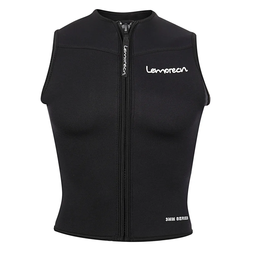 Lemorecn Mens Wetsuits Top Premium Neoprene 3mm Zipper Diving Vest