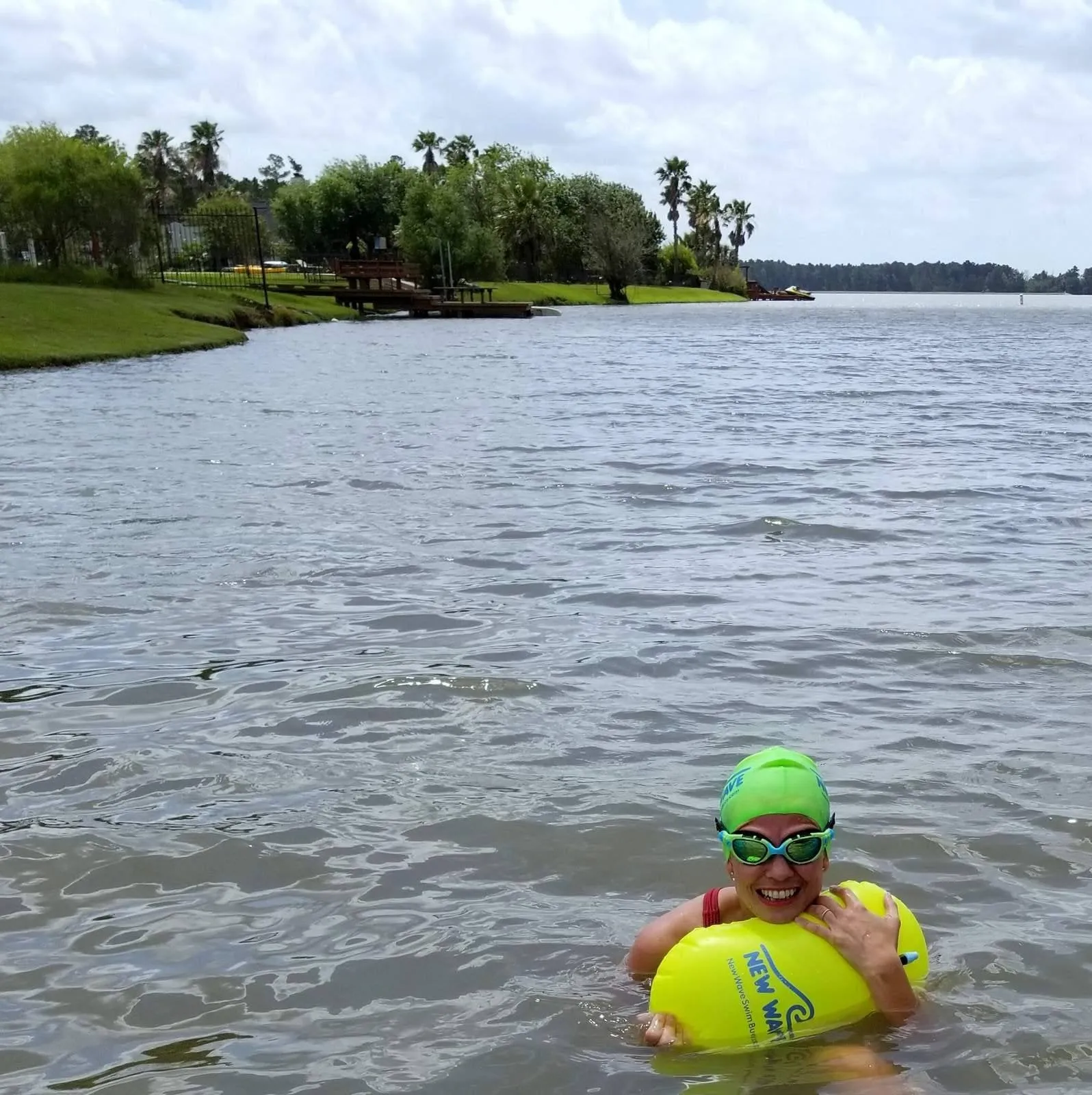 New Wave Swim Bubble for Open Water Swimmers and Triathletes - Orange Triathlon Swim Buoy (No Drybag)