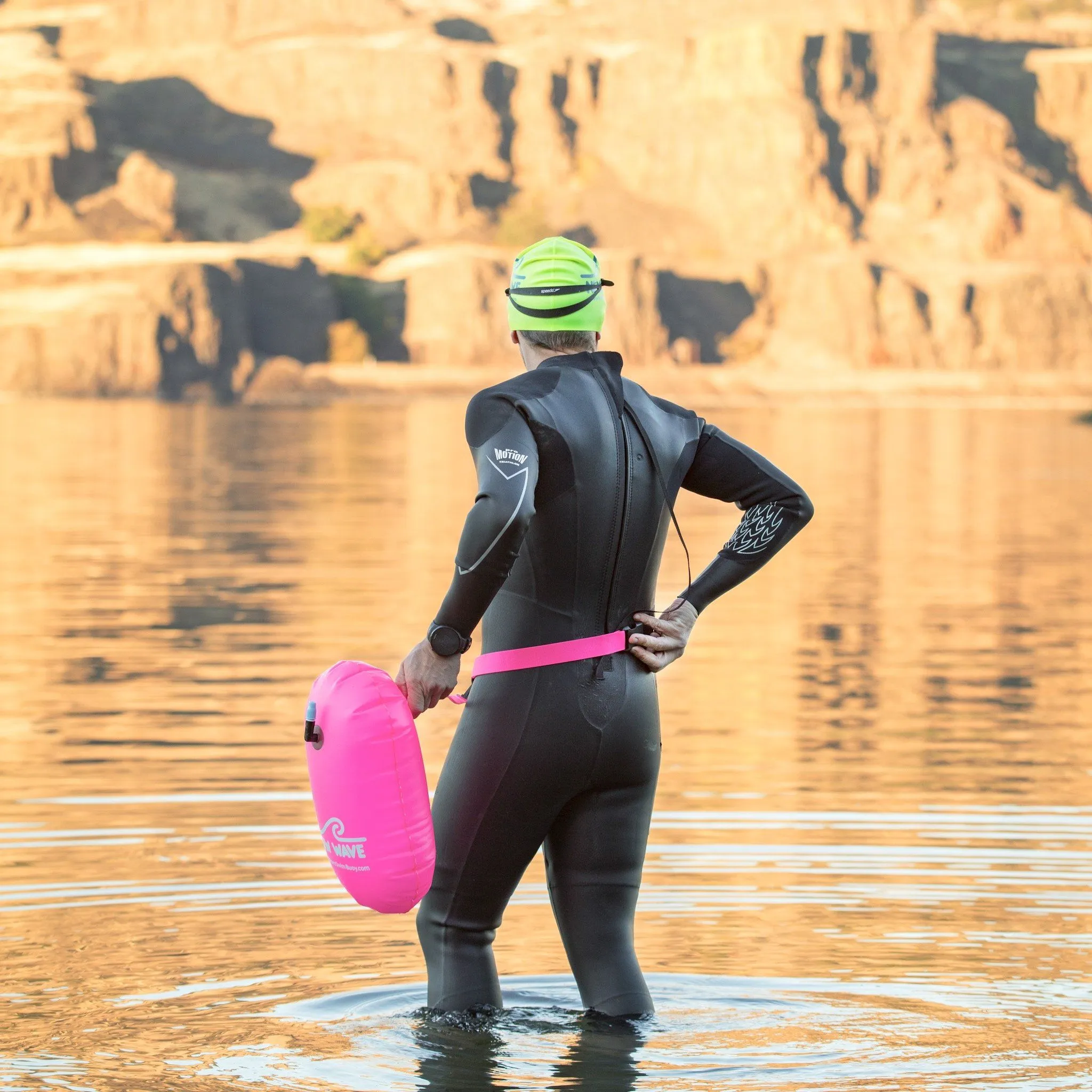 New Wave Swim Bubble for Open Water Swimmers and Triathletes - Pink Triathlon Swim Buoy (No Drybag)