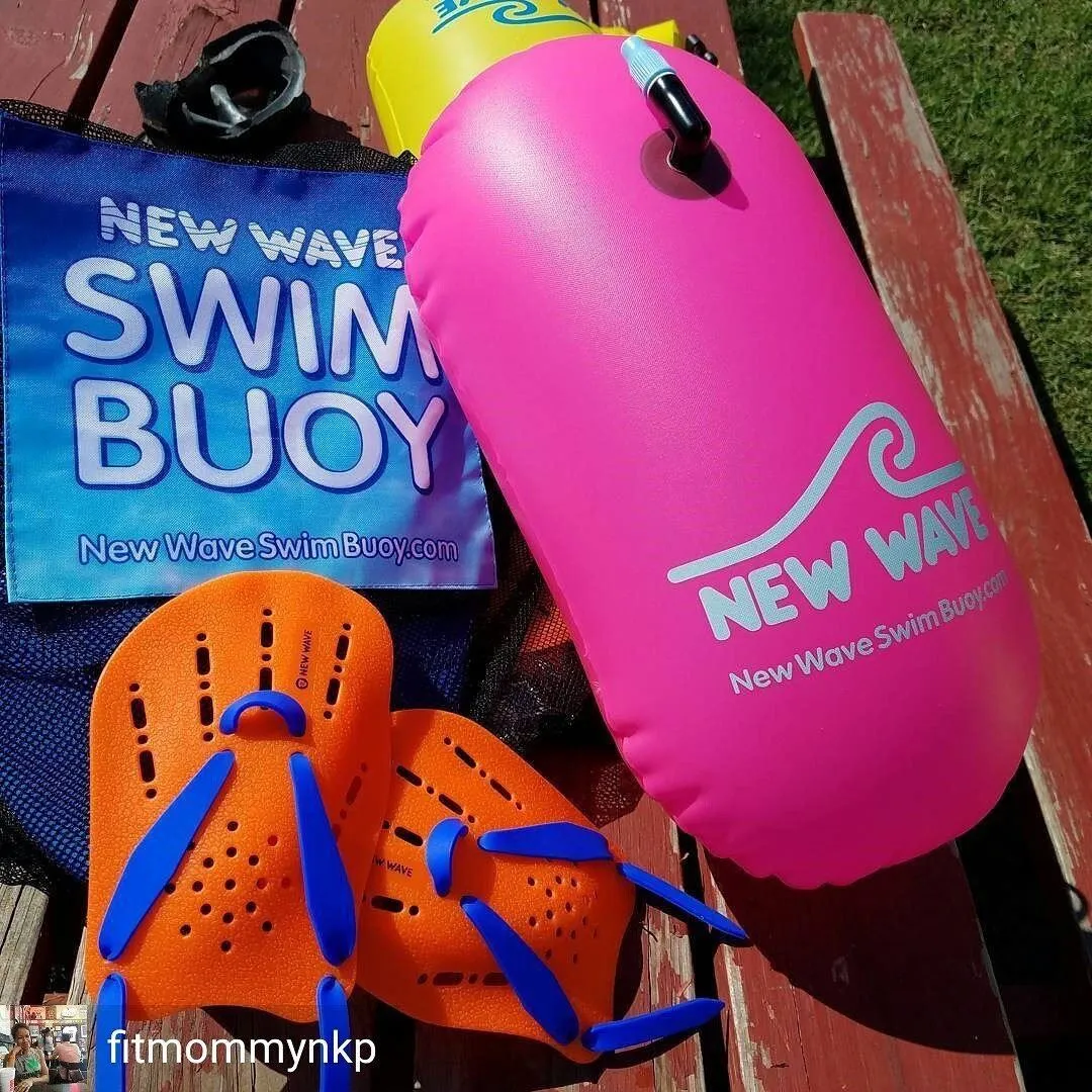 New Wave Swim Bubble for Open Water Swimmers and Triathletes - Pink Triathlon Swim Buoy (No Drybag)