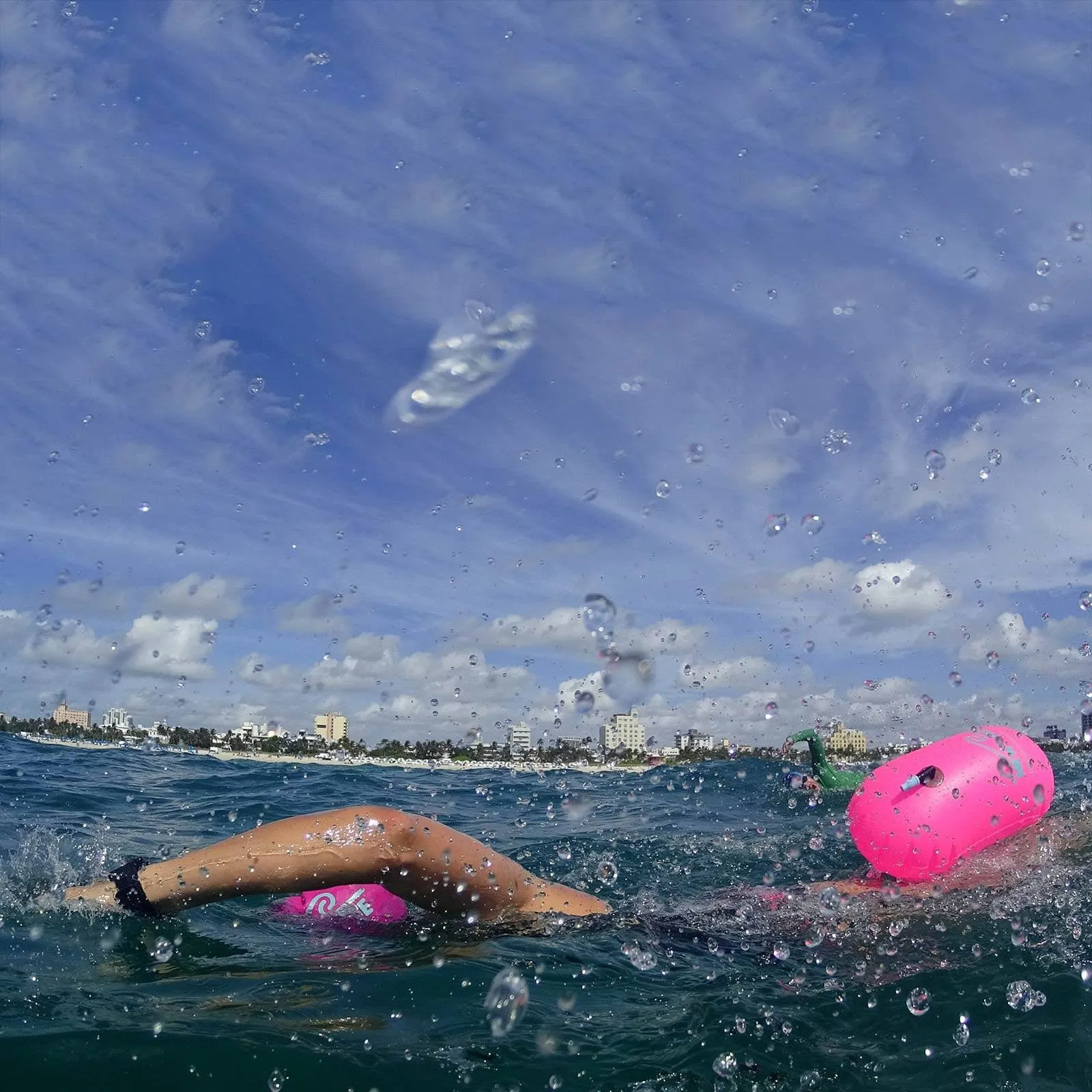 New Wave Swim Bubble for Open Water Swimmers and Triathletes - Pink Triathlon Swim Buoy (No Drybag)