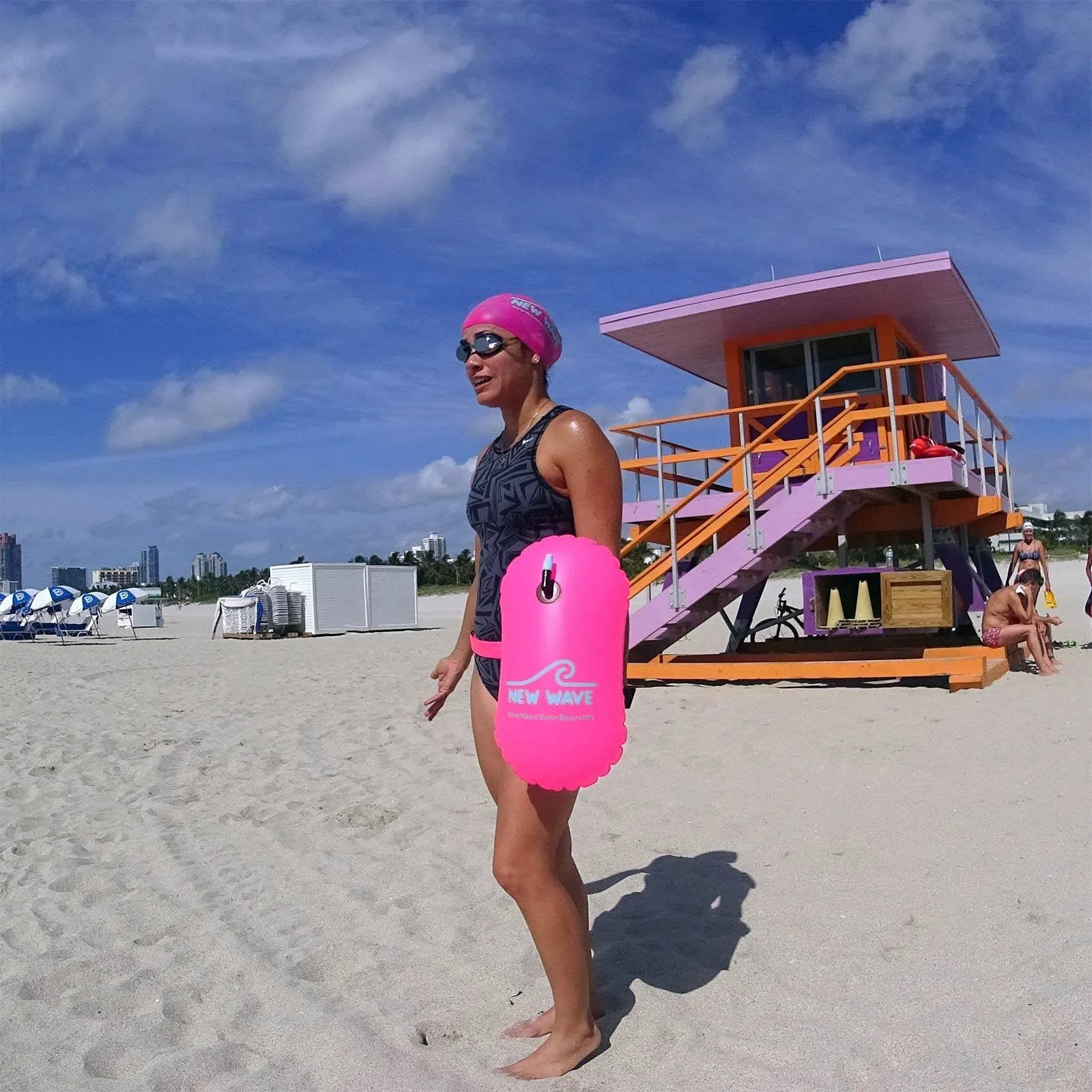 New Wave Swim Bubble for Open Water Swimmers and Triathletes - Pink Triathlon Swim Buoy (No Drybag)