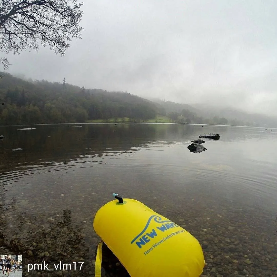 New Wave Swim Bubble for Open Water Swimmers and Triathletes - Yellow Triathlon Swim Buoy (No Drybag)