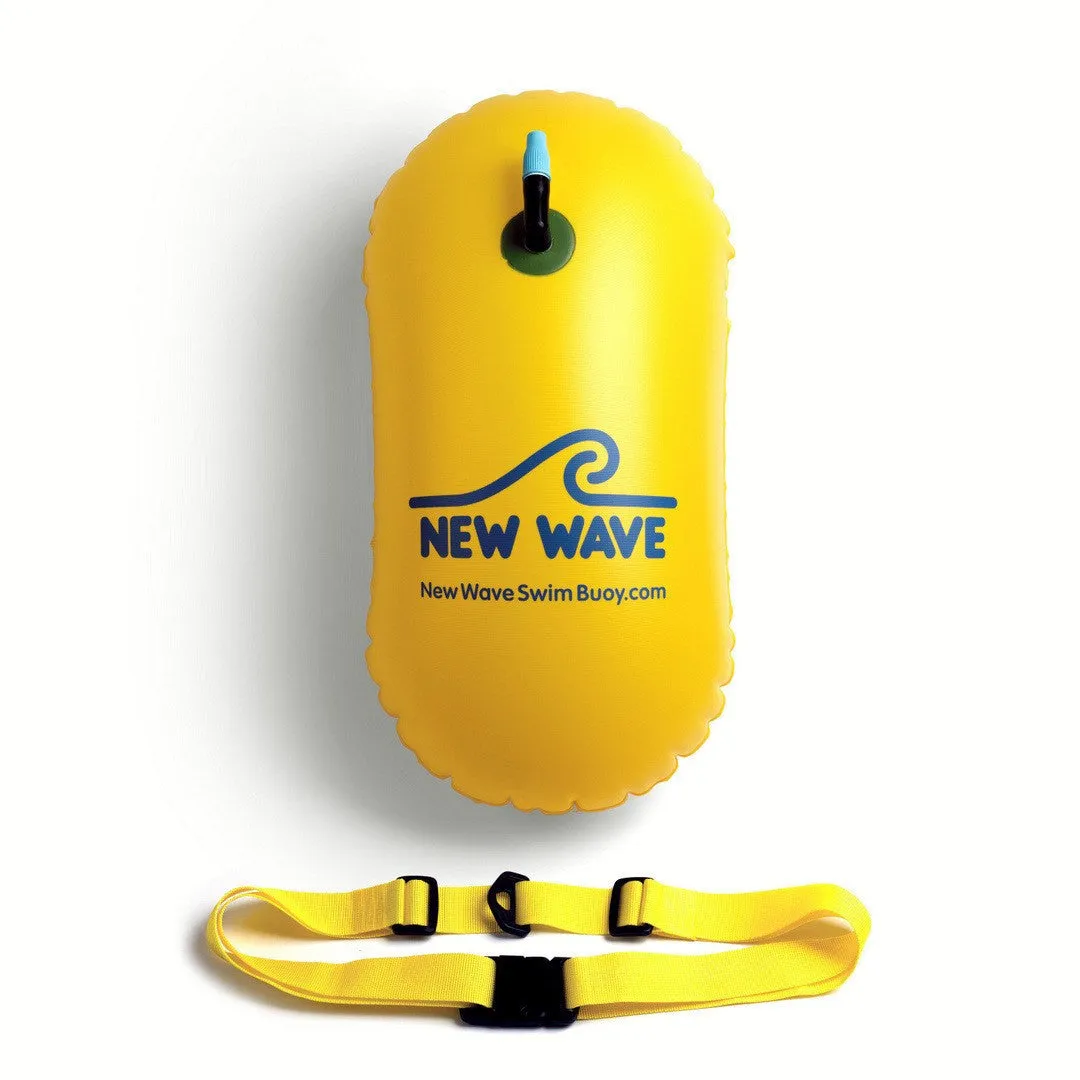 New Wave Swim Bubble for Open Water Swimmers and Triathletes - Yellow Triathlon Swim Buoy (No Drybag)