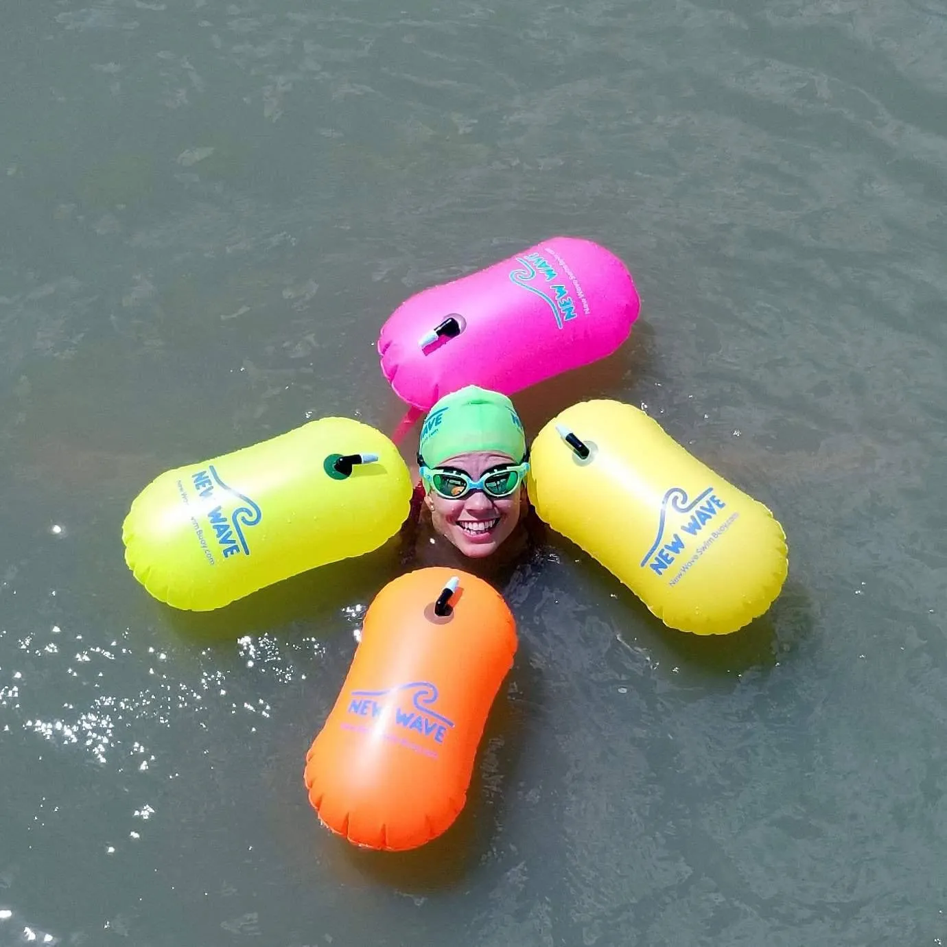 New Wave Swim Bubble for Open Water Swimmers and Triathletes - Yellow Triathlon Swim Buoy (No Drybag)